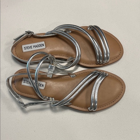 Steve Madden Metallic Silver Strappy Sandals - Picture 6 of 6